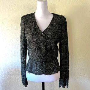 AKRIS Black & Silver Size 6 top.